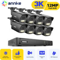 ANNKE Kit Camara de Vigilancia Exterior Smart Luz Dual con 8 Cámaras 5MP Visión Nocturna Alarma E-Mail Sistema de Cámara APP/PC Remoto