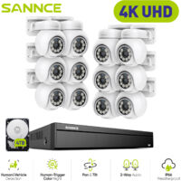 SANNCE 4K 16CH Sistema di telecamere di sicurezza PT PoE,12 telecamere IP PT,audio bidirezionale, videosorveglianza 24/7,4TB HDD
