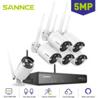 SANNCE 5MP WIFI Sistema de Cámara de Seguridad WiFi 6 Cámara Visión Nocturna Alarma E-Mail CCTV APP/PC Remoto