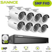 SANNCE Sistema de cámaras CCTV cable PoE,16 canales cámara de seguridad PoE de 5MP × ,grabación 24/7 visión nocturna,4TB HDD