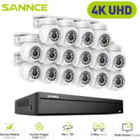SANNCE 16CH Kit di videosorveglianza PoE NVR POE 8 canali con 16 telecamere CCTV Sistema di telecamere di sicurezza interni esterni, senza HDD