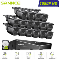 SANNCE 1080P Kit Cámaras de Vigilancia Cable,16CH DVR con 16 Cámaras 2MP Visión Nocturna Sistema Cámara de Seguridad Acceso Remoto,4TB