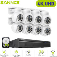 SANNCE 8MP POE Camera Surveillance CCTV System Full Color Night Vision Two Way Voice IP66 Motion Detection Security Camera - 4TB HDD