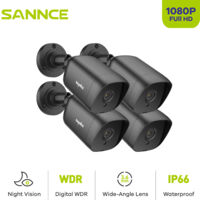 SANNCE Cámara CCTV 1080P para exteriores con visión nocturna, resistente al agua, sistema de protección de videovigilancia (4 cámaras)