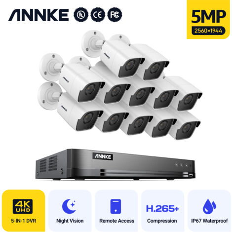 ANNKE 5MP Super HD CCTV Camera 16CH H.265+ 8MP Digital Video Recorder 5-in-1 Hybrid ONVIF DVR Supports (TVI/AHD/CVI/CVBS/IPC) 12Cameras (1/5)