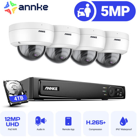 ANNKE 8 Channel PoE NVR Security System,EXIR 2.0 Night Vision,  IP67 Waterproof Outdoor Video Surveillance Kit  4×Cameras- 4TB HDD (1/5)