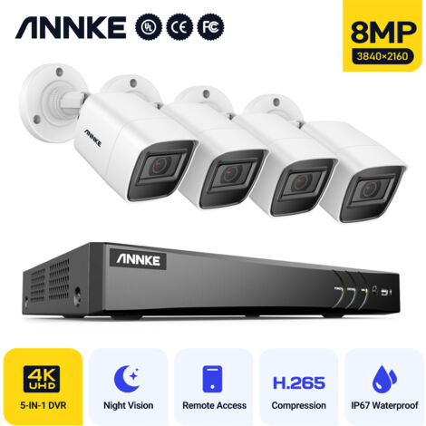 ANNKE E800 8-Channel 4K Ultra HD Wired Security Camera System 8MP High Clarity Bullet Camera Night Vision Outdoor IP67 Waterproof 4Cameras (1/5)
