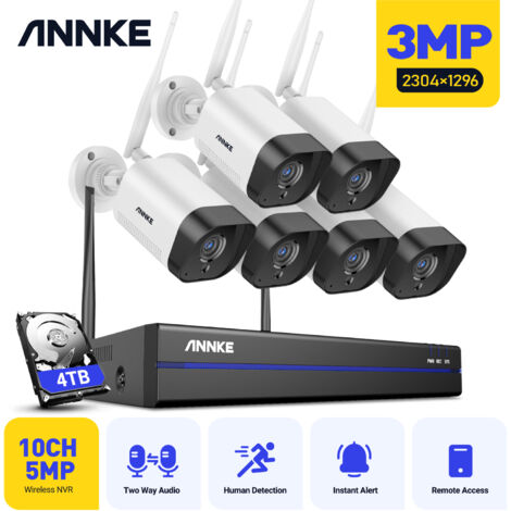 ANNKE 2K Super HD 8 Channel WiFi NVR Security System, Works with Alexa,6 Cameras,Built-in Mic, Human Recognition - 4TB HDD (1/5)