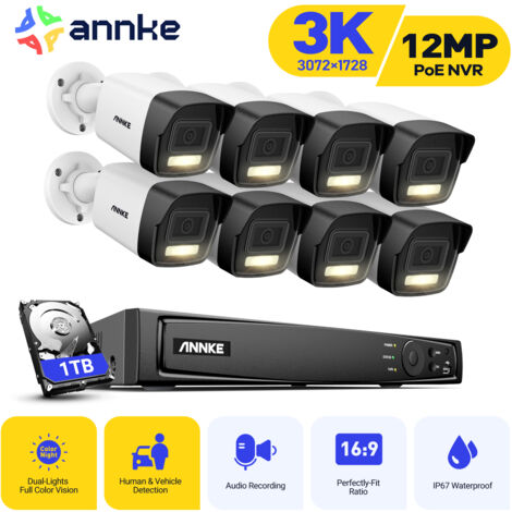 ANNKE 4K Ultra HD POE Video Surveillance System 16CH H.265+ NVR With 3K 8×Cameras Security CCTV Kit Audio Recording 5MP Ip camera - 1TB HDD (1/5)