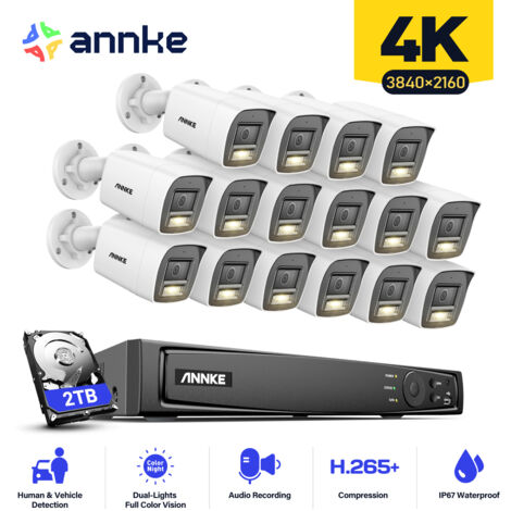 ANNKE 16 Channel H.265+ PoE Security System,24/7 Surveillance Recording,4K PoE Security Camera System 16× Bullet Cameras,IP67 Weatherproof - 2TB HDD (1/5)