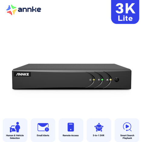 ANNKE 8 Channel 3K Lite Security DVR Recorder AI Human/Vehicle Detection H.265+ 5-in-1 CCTV DVR Supports 2CH IP Cameras (No Hard Drive)