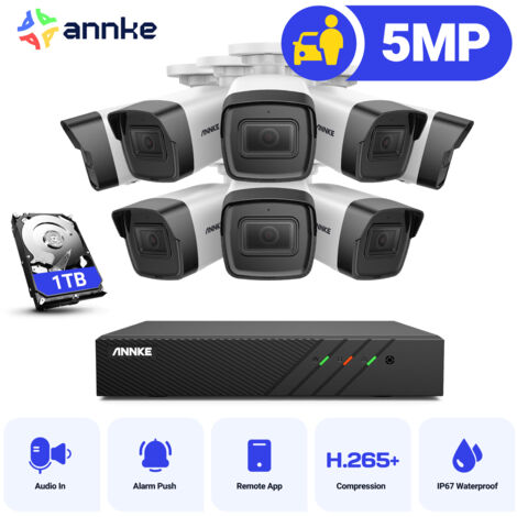 ANNKE 8CH CCTV kits 6MP PoE NVR IR Network 8Bullet Camera Night Vision Motion Detection Audio Input Security Surveillance System - 1TB HDD (1/5)