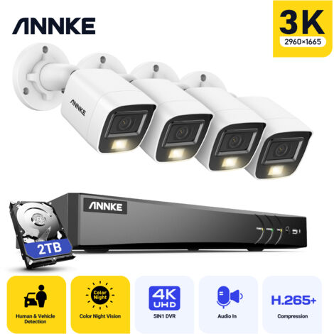 ANNKE HD 3K Camera Night Vision Waterproof CCTV Security Kit 4K Ultra HD 8CH Surveillance DVR Recorder 4Camera -2TB HDD (1/5)