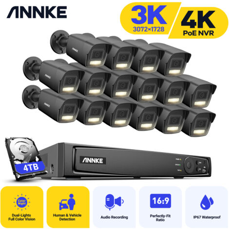 ANNKE 3K Security Cameras CCTV Kit Audio Recording Camera With 16×CamerasEXIR 2.0 Night Vision,4K Ultra HD 16CH H.265+ NVR POE Video Surveillance System - 4TB HDD (1/5)