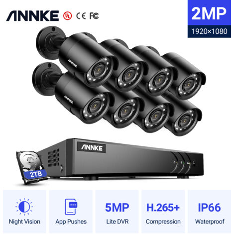 ANNKE H.265+ Video 3K HD 5 in 1 Surveillance Security System CCTV Kit 1080P IR Night Vision Waterproof HD TVI Bullet Security Camera System 4Camera - 2TB HDD (1/5)