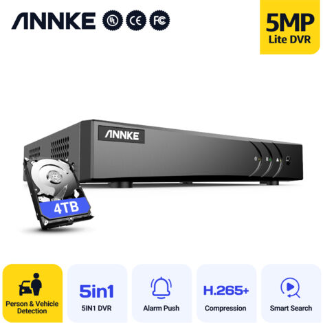 ANNKE 5-in-1 H.265+ CCTV DVR Supports 16CH Analog and 2CH IP Cameras - 4TB HDD (1/5)