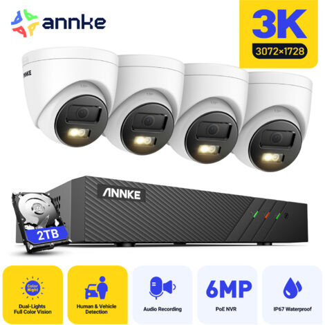 ANNKE 3K H.265+ Security 8CH NVR System with AI Human/Vehicle Detection,Waterproof IP67,4 Cameras - 2TB HDD (1/5)