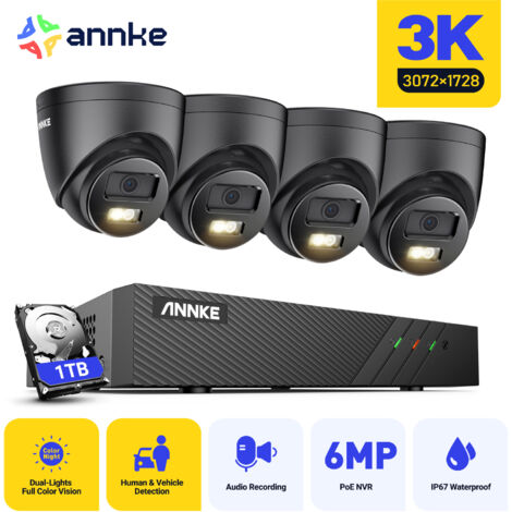 ANNKE 3K 8 Channel H.265+ NVR Security System,4 Cameras,Built-in microphone Waterproof IP67 -1TB HDD (1/5)