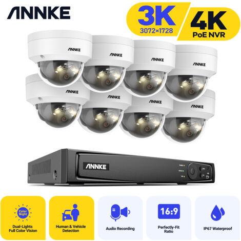 ANNKE 4K 8CH H.265+ Video Surveillance PoE NVR System 8Cameras 3K Outdoor IR Network Camera mart Dual-Light Waterproof Security System (1/5)