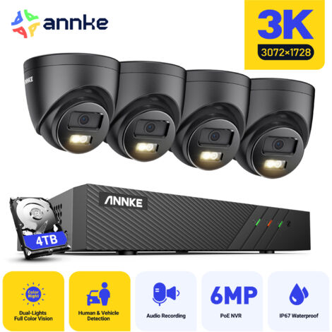 ANNKE H.265+ Security 3K 8CH NVR System with AI Human/Vehicle Detection,4 Cameras,Waterproof IP67 - 4TB HDD (1/5)