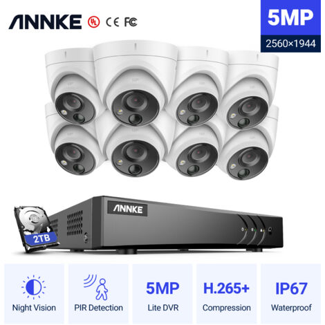 ANNKE 8CH CCTV Kit 5 in 1 DVR Smart IR 85MP Night Vision Waterproof Remote Monitoring Security CCTV Camera System - 2TB HDD (1/5)