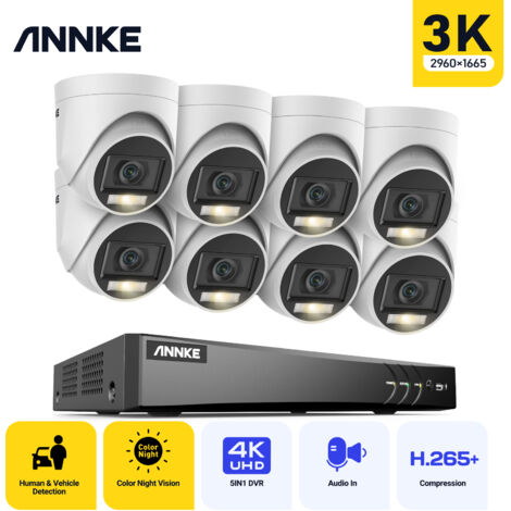 ANNKE 8MP 8CH Security DVR Recorder Set 3K HD Security Camera System Kit Night Vision Built-in Mic 8Camera (1/5)