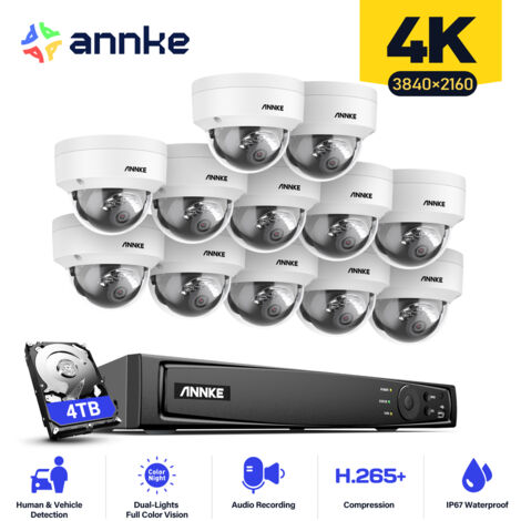 ANNKE 16 Channel PoE Security System,24/7 Surveillance Recording with 4TB HDD,IP67 Weatherproof,EXIR 2.0 Night Vision,Built-in Mic & SD Card Slot (1/5)
