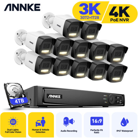 ANNKE 16 CH POE NVR Security Surveillance System,12×Dome Camera Kit PoE Video Surveillance Cameras System -4TB HDD (1/5)