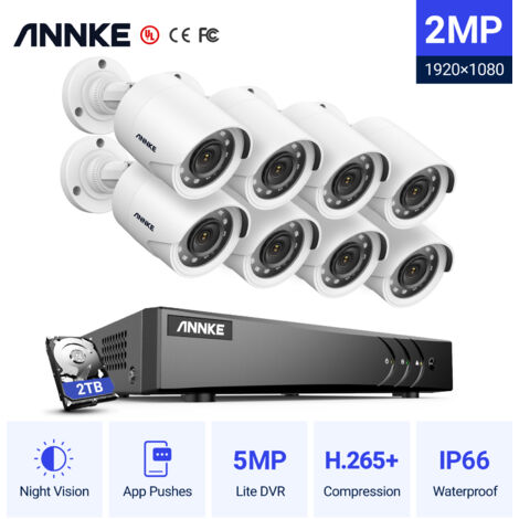 ANNKE H.265+ 3K HD CCTV Security Kit 1080P HD Waterproof IR Night Vision TVI Bullet Security Camera 8Camera - 2TB HDD (1/5)