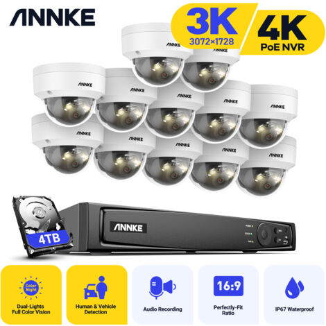 ANNKE H.265+ Support IP67 Weatherproof CCTV Camera Kit,12 × 3K PoE Cameras 16 Channel PoE Security System NVR Surveillance Kit System - 4TB HDD (1/5)