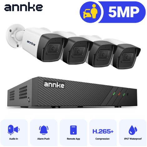 ANNKE 8CH CCTV Camera NVR IR Network 4Bullet Camera Night Vision Motion Detection Camera Security Surveillance System (1/5)