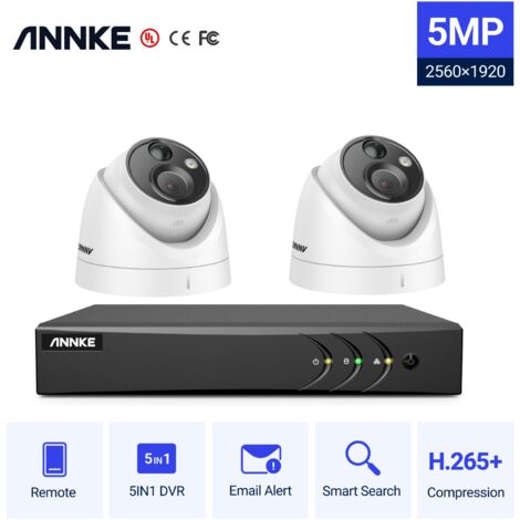 ANNKE 8CH Security Camera Surveillance System Kit,5 in 1 H.265+ DVR Recorder 2MP Camera Outdoor Waterproof Video CCTV Kit 2Camera (1/5)