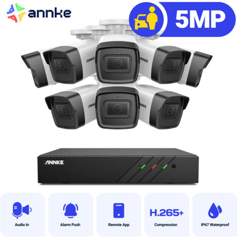 ANNKE 8CH CCTV Camera NVR IR Network 8Bullet Camera Night Vision Motion Detection Camera Security Surveillance System (1/5)