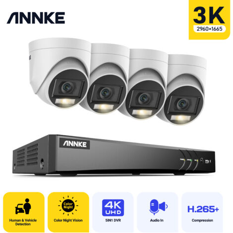 ANNKE 3K HD Security Camera System Kit Night Vision Built-in Mic 8MP 8CH Security DVR Recorder Set 4Camera (1/5)