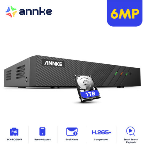 ANNKE 8CH POE Video Recorder H.265+ NVR Smart Motion-Triggered Alerts For HD POE 5MP 6MP IP POE Cameras Home Surveillance Security System - 1TB HDD (1/5)