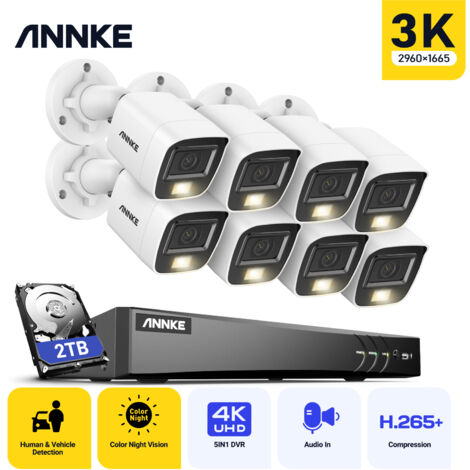 ANNKE 4K Ultra HD 8CH Surveillance DVR Recorder 8Camera HD 3K Camera Night Vision Waterproof CCTV Security Kit -2TB HDD (1/5)