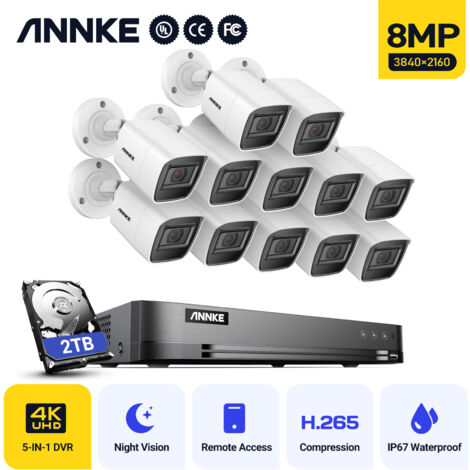 ANNKE 8MP Ultra HD Security Cameras CCTV Kit 16 Channel H.265+ Security Video DVR 8Cameras  -2TB HDD (1/5)