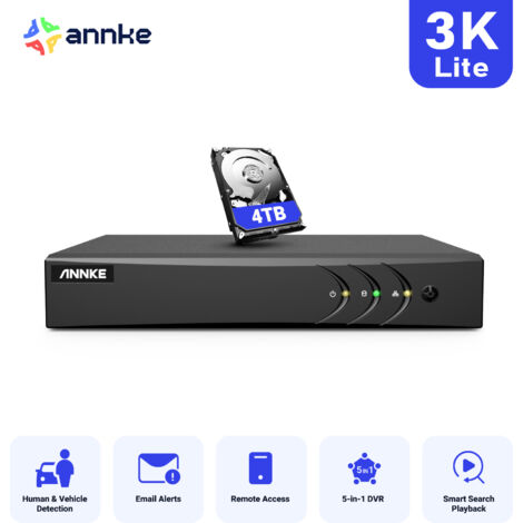 ANNKE 5-in-1 CCTV DVR,H.265+ CCTV DVR Supports 8CH Analog and 2CH IP Cameras for 24/7 Home CCTV - 4TB HDD (1/5)