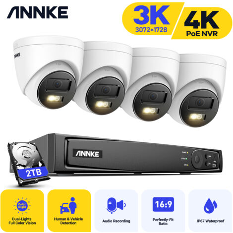 ANNKE 8MP H.265+ 4K PoE NVR Video Security System 3K Network Camera IR Waterproof Built-in Mic Kit 4Cameras - 2TB HDD (1/5)