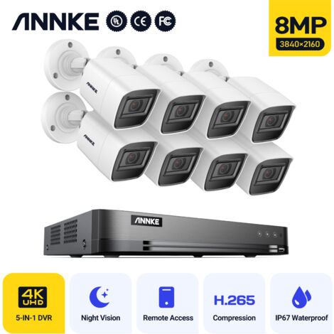 ANNKE H.265+ 8MP 16 Channel Digital Video Recorder 5-in-1 (TVI/AHD/CVI/CVBS/IPC) CCTV DVR 8MP Ultra HD Waterproof EXIR Night Vision Security Cameras CCTV Kit 8Cameras (1/5)