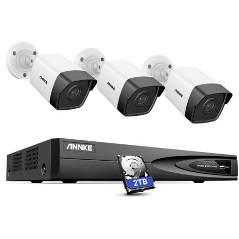 ANNKE 4CH PoE NVR 5MP Super HD IP Security Camera System H.265+ Audio Record Night Vision IP67 Weatherproof CCTV Kit 3Camera - 2TB HDD (1/5)
