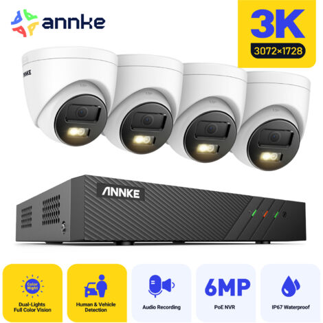 ANNKE 3K H.265+ Security 8 Channel NVR System with AI Human/Vehicle Detection,Built-in microphone,Waterproof IP67,4 Cameras(No Hard Drive) (1/5)