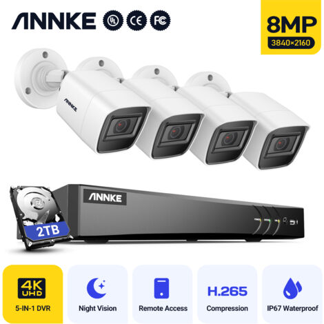 ANNKE 4K 8CH H.265+ Video Wired Security Camera System 4K Ultra HD Bullet Camera Outdoor Night Vision Waterproof 4Cameras -2TB HDD (1/5)