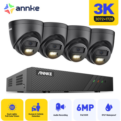 ANNKE 3K H.265+ Security 8 Channel NVR System with 4 Cameras,AI Human/Vehicle Detection,Built-in microphone,Waterproof IP67 - NO HDD (1/5)