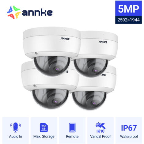 ANNKE 5MP Vandal Resistant Outdoor PoE IP Camera Built-in mic Surveillance IP67 Weatherproof Camera - 4.4MM