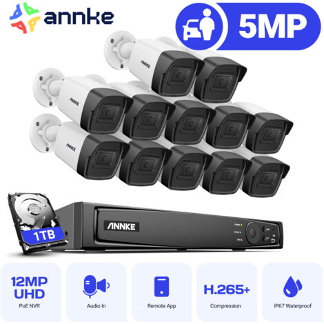 ANNKE 3K CCTV Kit 16CH NVR 12×Cameras Outdoor IR Network Night Vision Motion Detection Security Camera System - 1TB HDD (1/5)