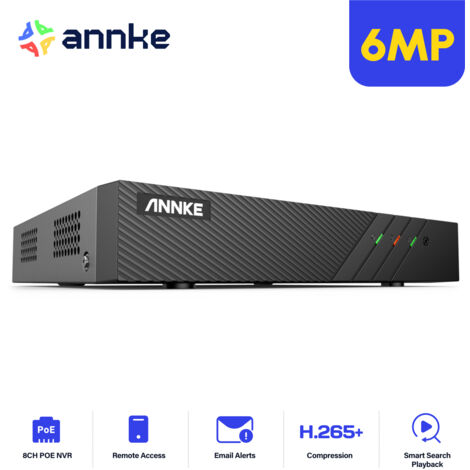 ANNKE 8CH 6MP POE Video Recorder H.265+ NVR For HD POE 5MP 6MP IP POE Cameras Home Surveillance Security System - NO HDD (1/5)