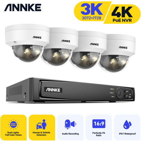 ANNKE 3K IR Network Camera IP67 Waterproof Smart Dual-Light Outdoor Surveillance Kit 4K PoE NVR Video Security System 4Cameras (1/5)