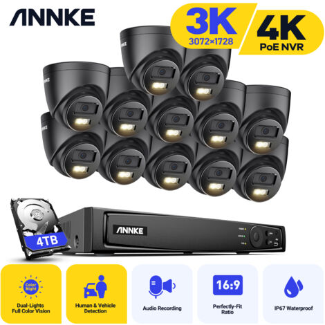 ANNKE 16CH H.265+ Super HD POE CCTV Camera System Network Video Recorder 3K 12×Dome Cameras Security Camera System Outdoor Waterproof - 4TB HDD (1/5)