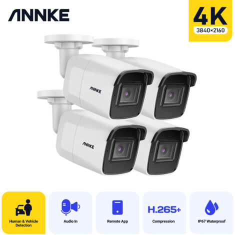 ANNKE 4×4K IP PoE Camera Outdoor CCTV with Smart Human/Vehicle Detection IR Night Vision IP67 Weatherproof Email Alert CCTV Camera (1/5)